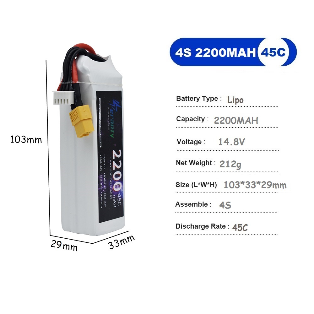 Batteria LiPo 4S 14.8V 1500mah - Nano Quad Fpv recensione e prezzo