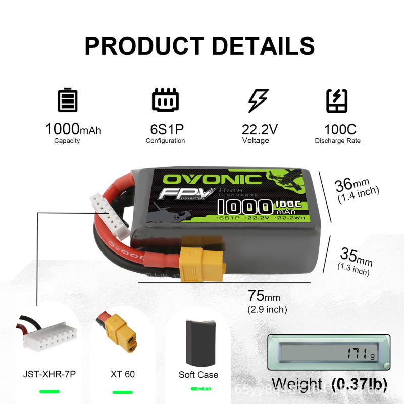 2 Pezzi Batteria LiPo OVONIC 1 - Nano Quad Fpv recensione e prezzo